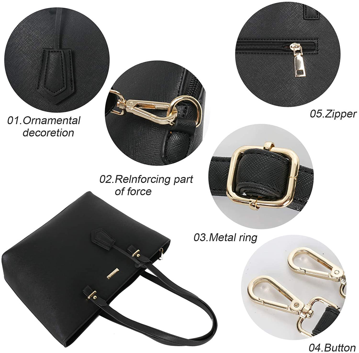 Women Fashion Handbags Wallet Tote Bag Shoulder Bag Top Handle Satchel Purse Set 4Pcs