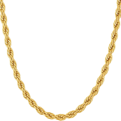 LIFETIME JEWELRY 5Mm Rope Chain Necklace 24K Real Gold Plated for Men Women Teen