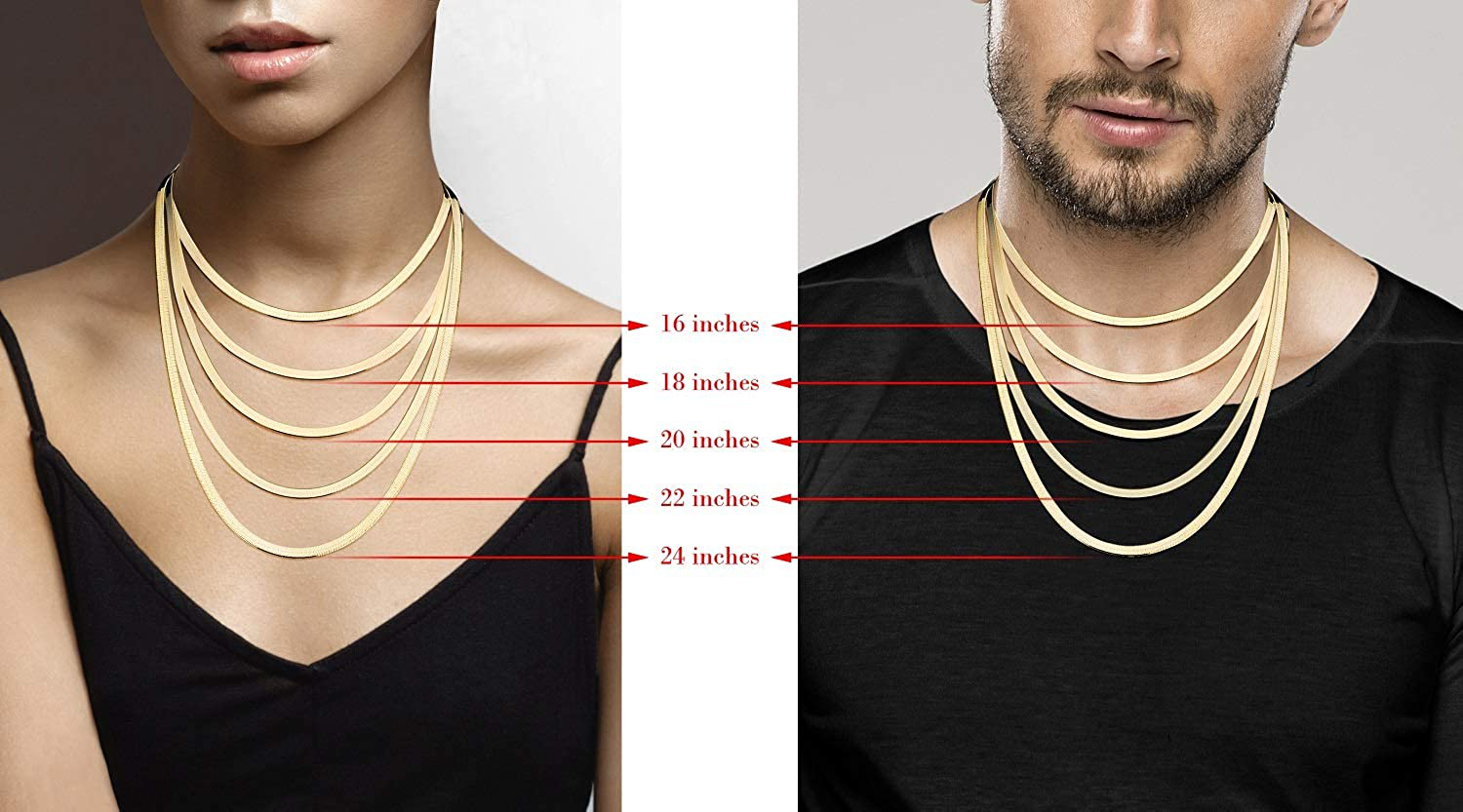 Miabella 18K Gold over Sterling Silver Italian Solid 4.5Mm Flexible Flat Herringbone Chain Necklace Men Women 16, 18, 20, 22, 24 Inch 925 Made in Italy