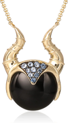 Disney Villains Maleficent Yellow Gold Plated Sterling Silver Cubic Zirconia and Black Onyx Necklace, Official License