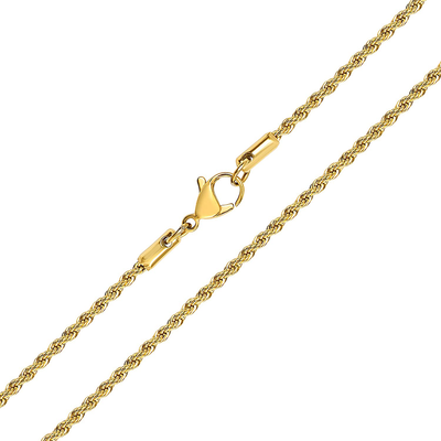 KISPER 18K Gold over Stainless Steel Hip Hop Rope Chain Necklace