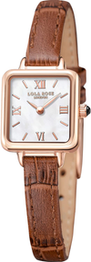 Lola Rose Women'S Natural Gemstone Dial with Genuine Leather Strap Watch