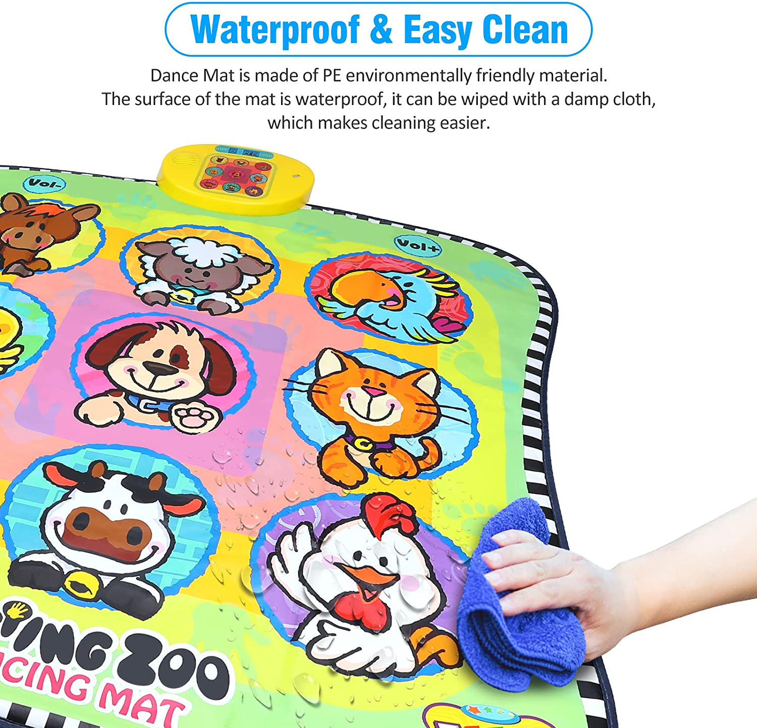 Rhfugui Dance Mat, Kids Musical Mats, Dance Pad with LED Lights, Adjustable Volume, Built-In Music, Games for Girls with 3 Challenge Levels,The Birthday Gift Toy for Girls & Boys over 3 Years