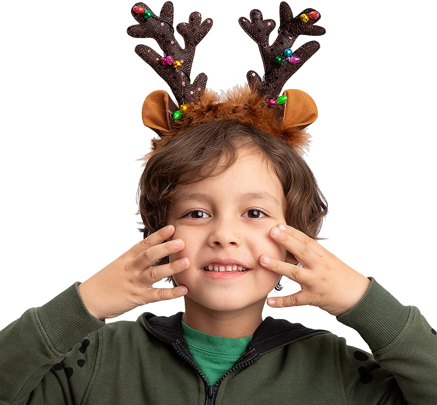 4Pcs Light-Up Christmas Reindeer Headband, Christmas Headbands for Christmas Supplies and Holiday Parties Favors (ONE SIZE FITS ALL)