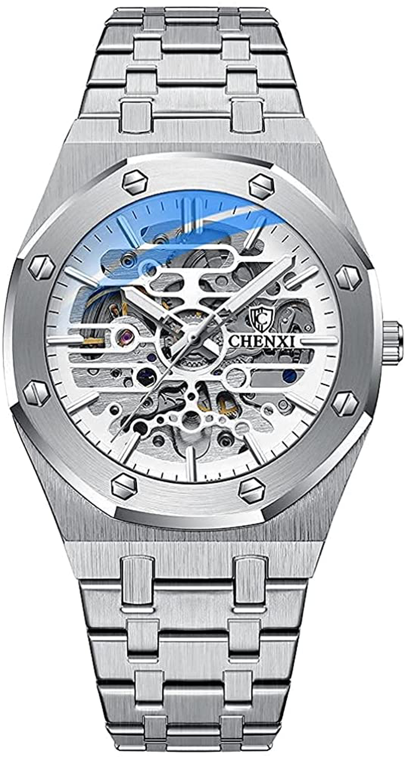 Mechanical Men'S Watch Stainless Steel Automatic Skeleton Waterproof Watches for Men