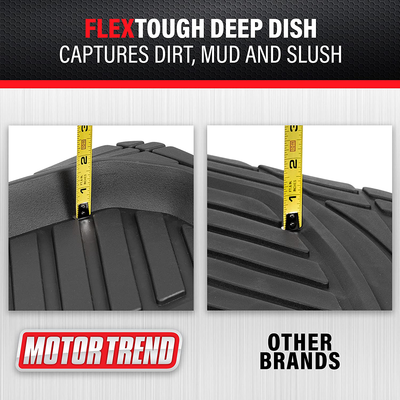 Motor Trend 923-BK Black Flextough Contour Liners-Deep Dish Heavy Duty Rubber Floor Mats for Car SUV Truck & Van-All Weather Protection, Universal Trim to Fit