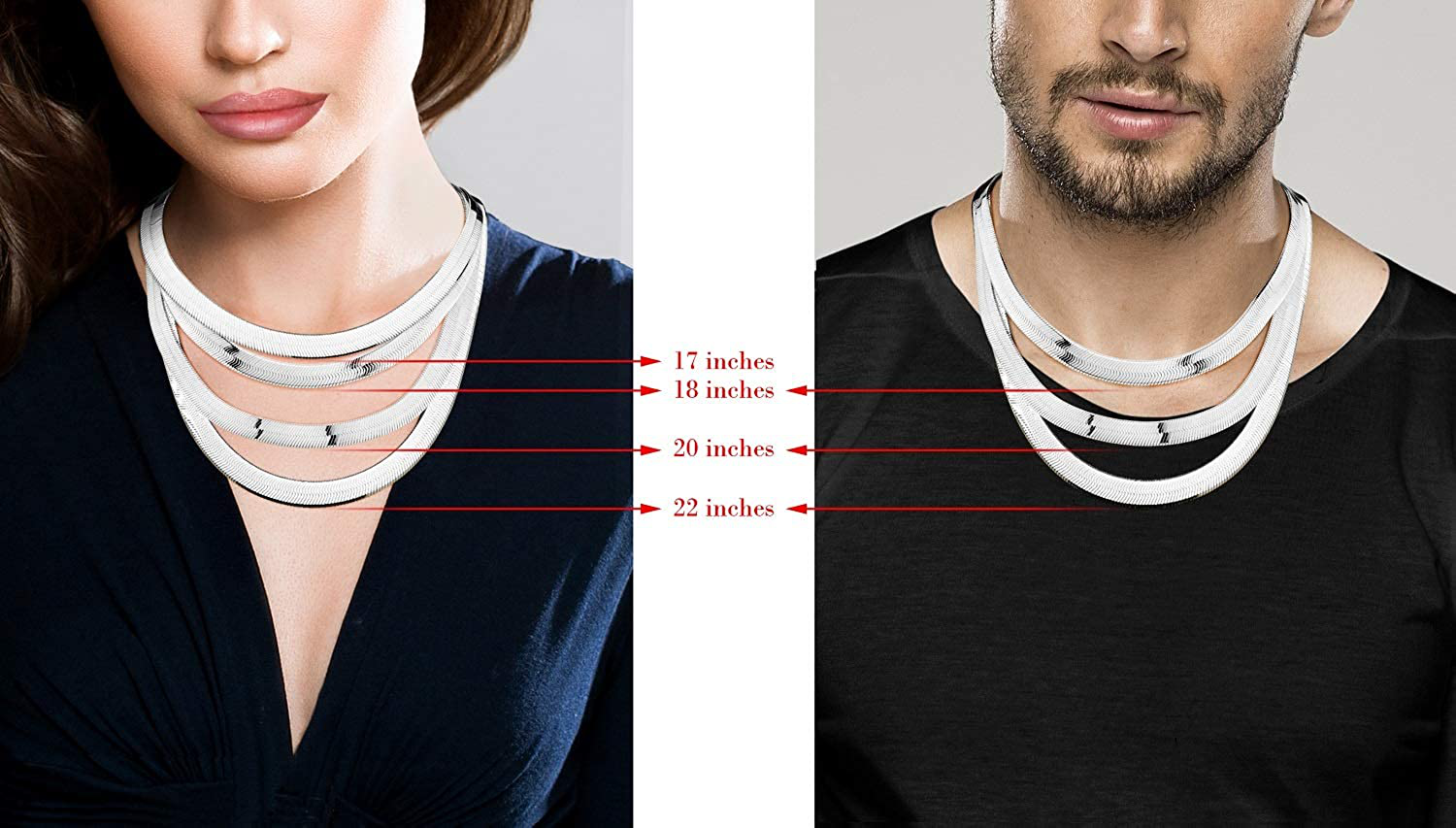 Miabella Solid 925 Sterling Silver Italian 10Mm Flat Herringbone Chain Necklace for Women Men 17, 18, 20, 22 Inch Made in Italy