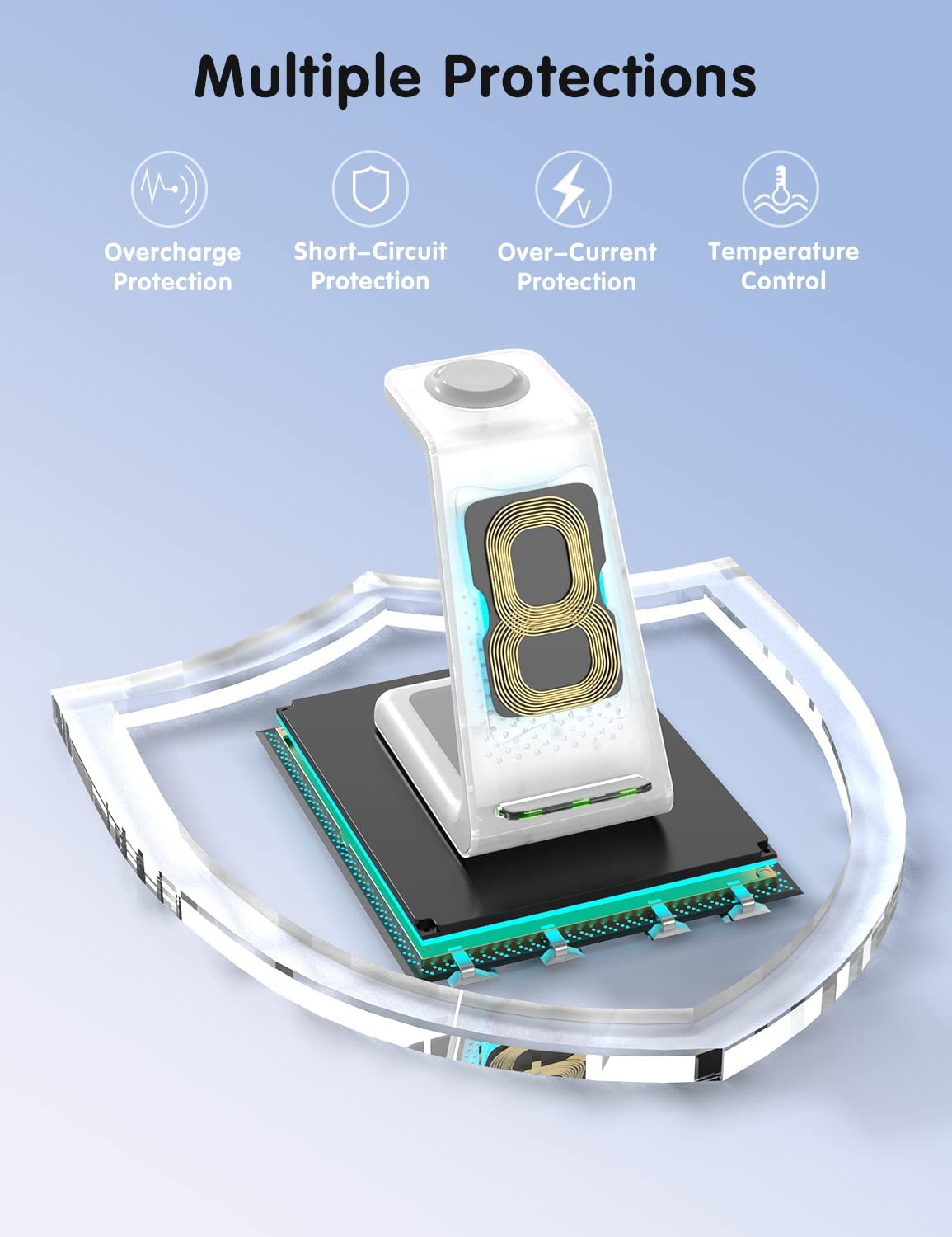 Joygeek Wireless Charging Station, Wireless Iphone Charger, 3 in 1 Charging Station for Apple Iphone 13 Pro Max/13 Pro/13/12 Pro Max/12 Pro/12/11 Pro Max/11 Pro/11/Se/X/Xr/Xs/8, Iwatch7/6/Se/3,Airpods