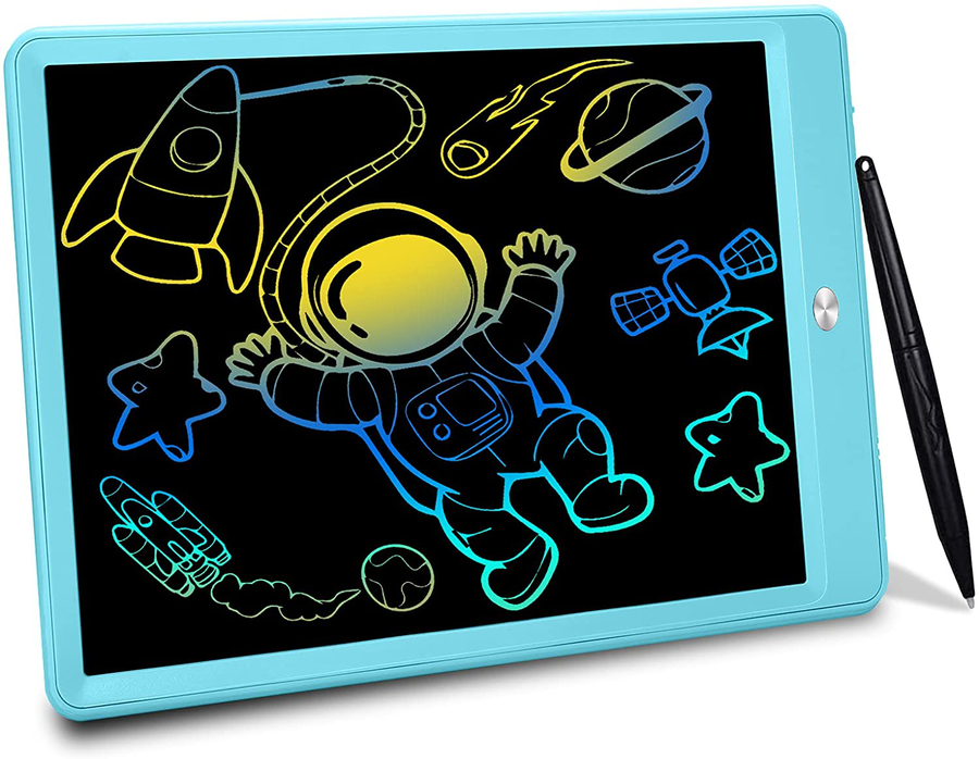 Toy for 3 Year Old Boys Girls FLUESTON LCD Writing Tablet 10 Inch Doodle Magic Board, Colorful Drawing Tablet for Kids, Portable Travel Birthday Gifts Toys Draw Pad for 4 5 6 7 Year Old Toddlers