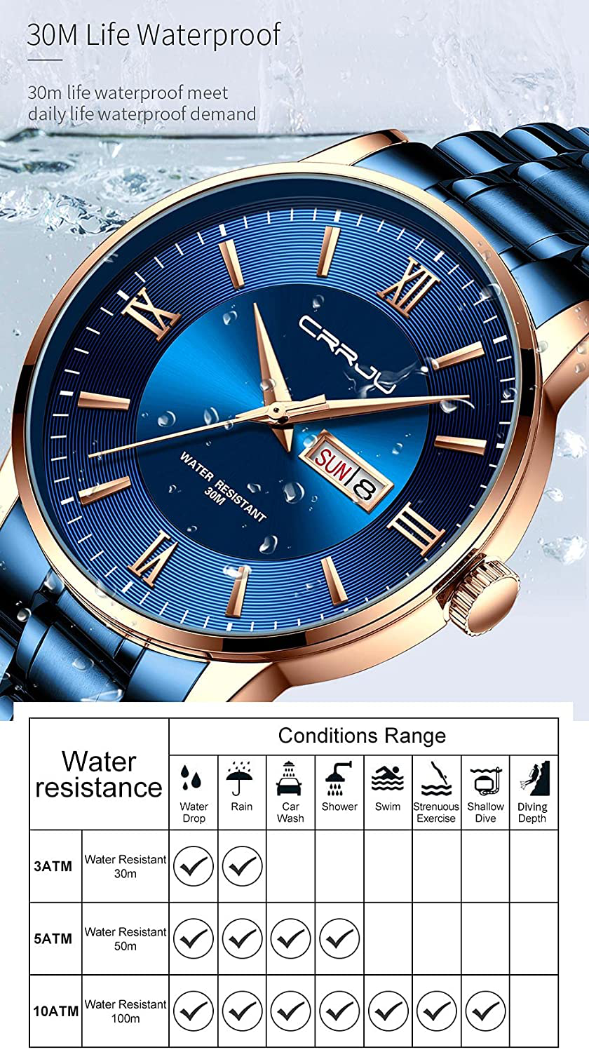 CRRJU Men'S Minimalist Casual Luxury Auto Date Watches Fashion Business Japan Movement Quartz Waterproof Wristwatches for Men,Silver Stainsteel Steel Band Watch