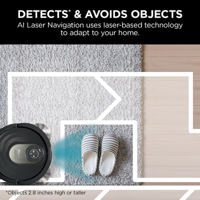 Shark AV2001WD AI VACMOP 2-In-1 Robot Vacuum and Mop with Self-Cleaning Brushroll, LIDAR Navigation, Home Mapping, Perfect for Pet Hair, Works with Alexa, Wi-Fi Black/Brass