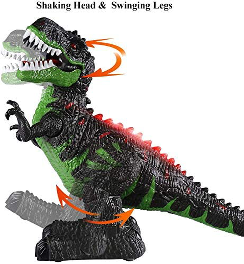 TEMI 8 Channels 2.4G Remote Control Dinosaur for Kids Boys Girls, Electronic RC Toys Educational Walking Tyrannosaurus Rex with Lights and Sounds Powered by Rechargeable Battery, 360° Rotation Stunt