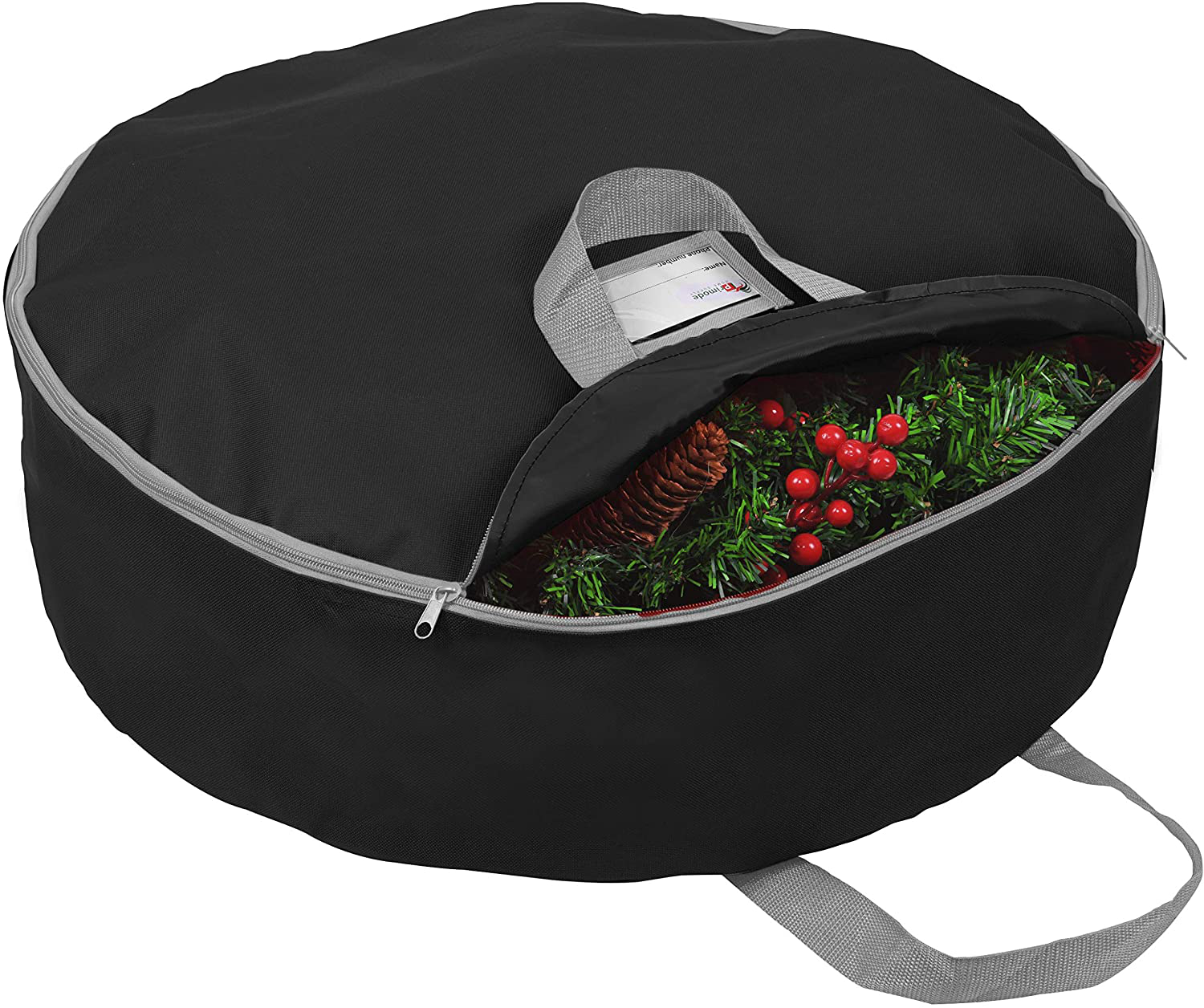 Primode Christmas Wreath Storage Bag 24"- Garland Wreaths Container with Handles - Durable 600D Oxford Polyester Material Holiday Wreaths Storage Holder 24”