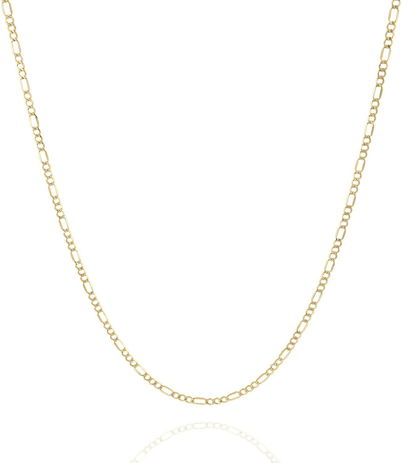 Jewelry Atelier Gold Chain Necklace Collection - 14K Solid Yellow Gold Filled Figaro Chain Necklaces for Women and Men with Different Sizes (2.8Mm, 3.7Mm, 4.7Mm, 5.6Mm)