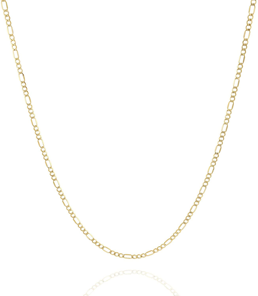 Jewelry Atelier Gold Chain Necklace Collection - 14K Solid Yellow Gold Filled Figaro Chain Necklaces for Women and Men with Different Sizes (2.8Mm, 3.7Mm, 4.7Mm, 5.6Mm)