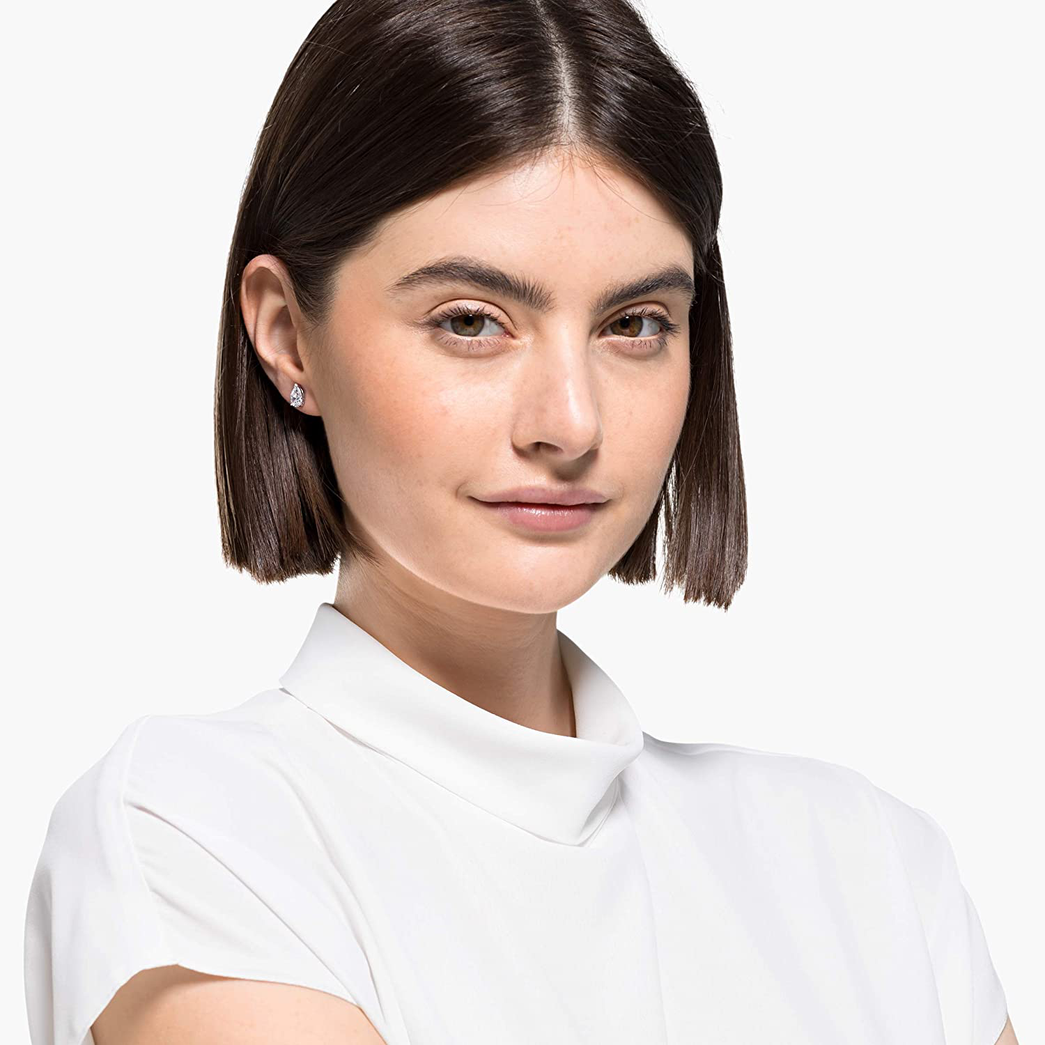 SWAROVSKI Women'S Attract Pear Jewelry Collection, Rhodium Finish, Clear Crystals