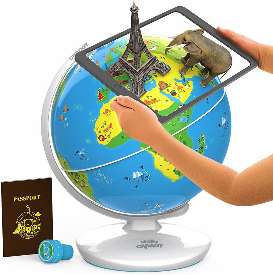 Orboot Earth by Playshifu (App Based): Interactive AR Globe for Kids, STEM Toy Ages 4-10, Educational Gift for Boys & Girls (No Borders, No Names on Globe)