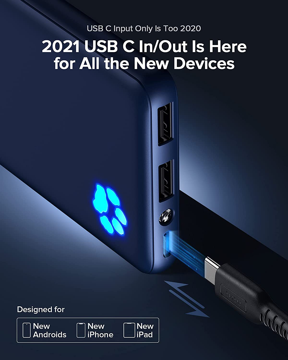 INIU Portable Charger, USB C Slimmest & Lightest Triple 3A High-Speed 10000Mah Power Bank, Flashlight Battery Pack Compatible with Iphone 13 12 11 X plus Samsung S20 Google LG Ipad Etc. [2021 Version]