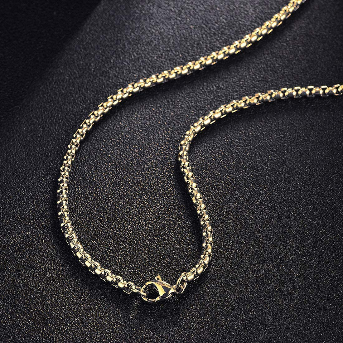 FANCIME Yellow/White Gold Plated 925 Solid Sterling Silver Polished Big Beveled Edge Men'S Crucifix Cross Pendant Long Necklace Fine Jewelry for Men Boys, with Strong Stainless Steel Box Chain Length 24 Inch