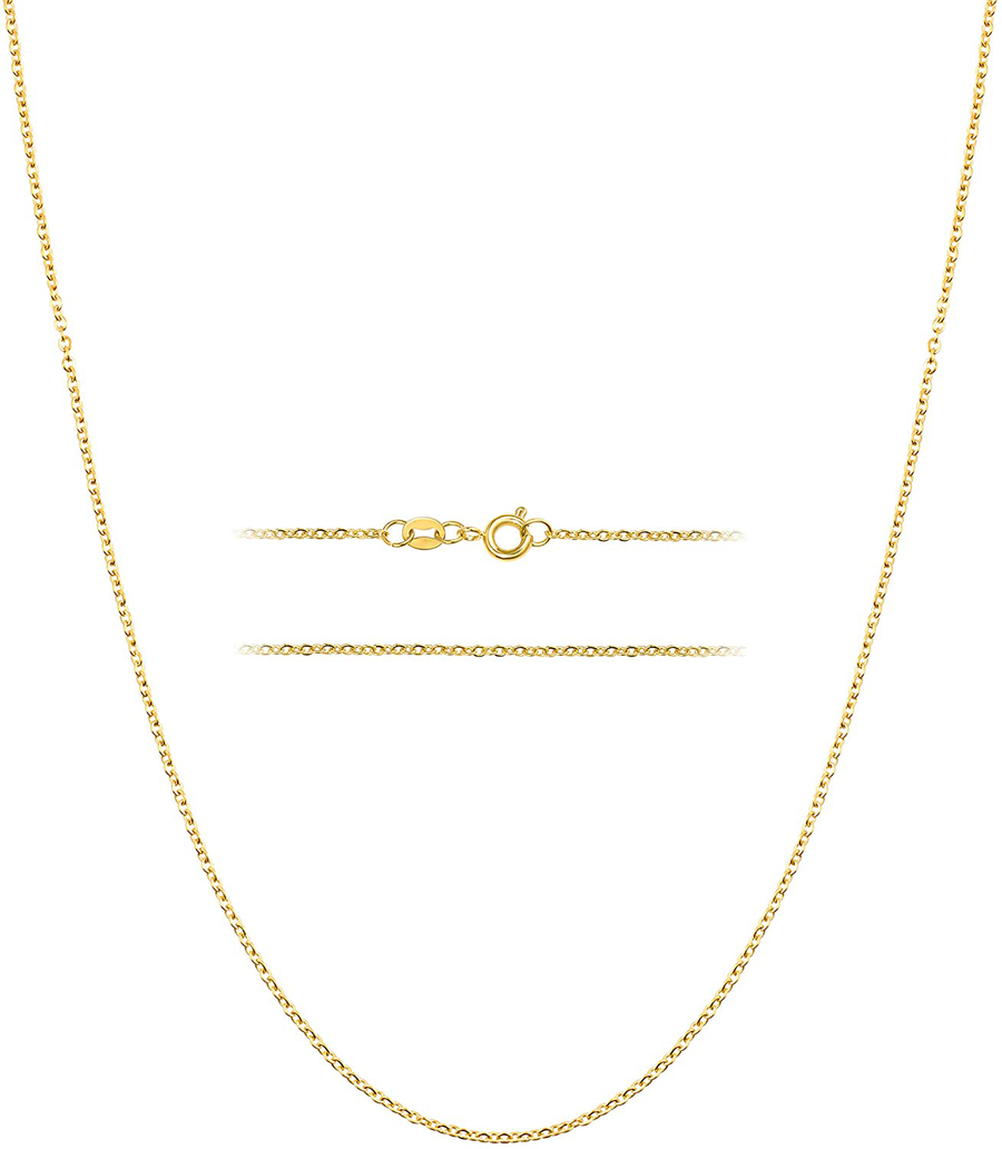 KISPER 24K Gold over Stainless Steel 1.5Mm Thin Cable Link Chain Necklace