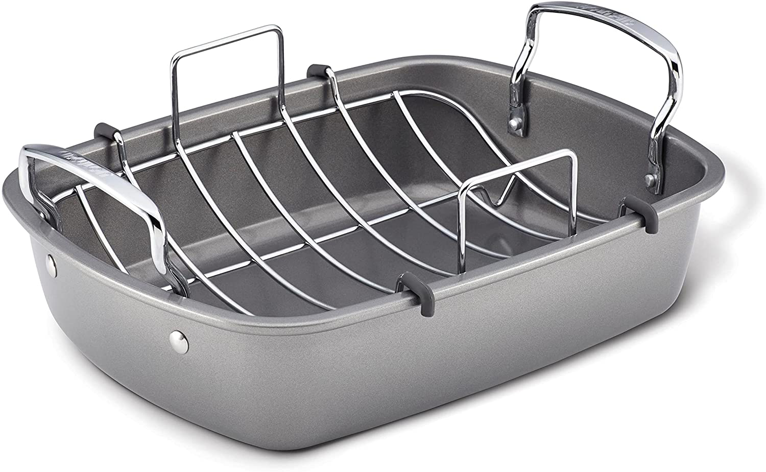 Circulon Nonstick Roasting Pan / Roaster with Rack - 17 Inch X 13 Inch, Gray
