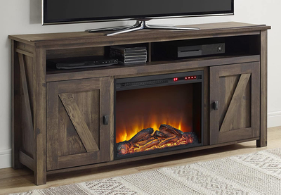 Ameriwood Home Farmington Electric Fireplace TV Console for Tvs up to 60", Rustic