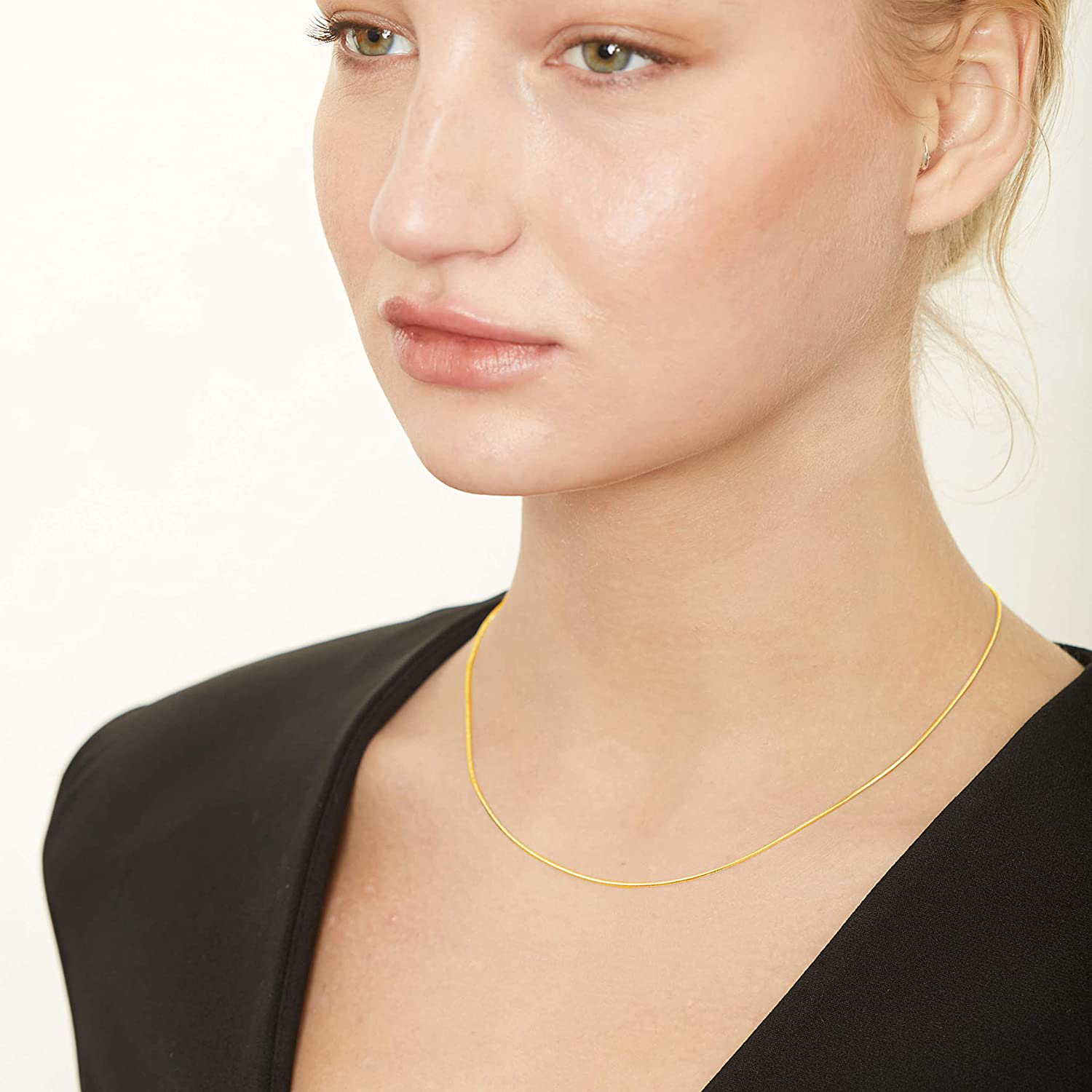 KISPER Gold over Stainless Steel 0.9Mm Thin Snake Chain Necklace