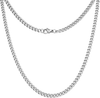 Silvadore 4Mm Curb Mens Necklace - Silver Chain Cuban Stainless Steel Jewelry - Neck Link Chains for Men Man Women Boys Male Military - 14" 16" 18" 20" 22" 24" 26" 36" Inch UK