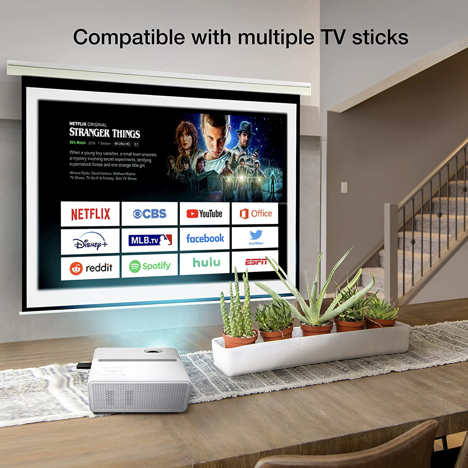 Ezcast Beam V3 5G Wifi Outdoor Projector for Iphone and Android | Supports 1080P, Airplay, Bluetooth, 150" Display, 200 Lumens, Compatible with Fire TV Stick, Roku, PS5, Xbox, Disney+【Update 2021】