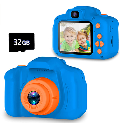 Seckton Upgrade Kids Selfie Camera, Christmas Birthday Gifts for Boys Age 3-9, HD Digital Video Cameras for Toddler, Portable Toy for 3 4 5 6 7 8 Year Old Boy with 32GB SD Card-Navy Blue