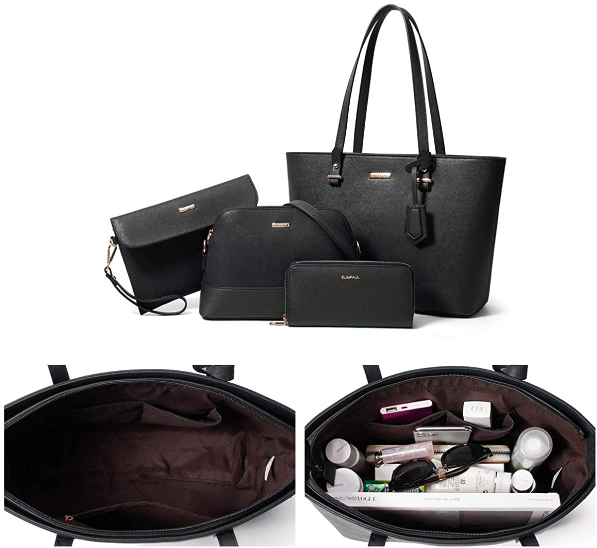 Women Fashion Handbags Wallet Tote Bag Shoulder Bag Top Handle Satchel Purse Set 4Pcs