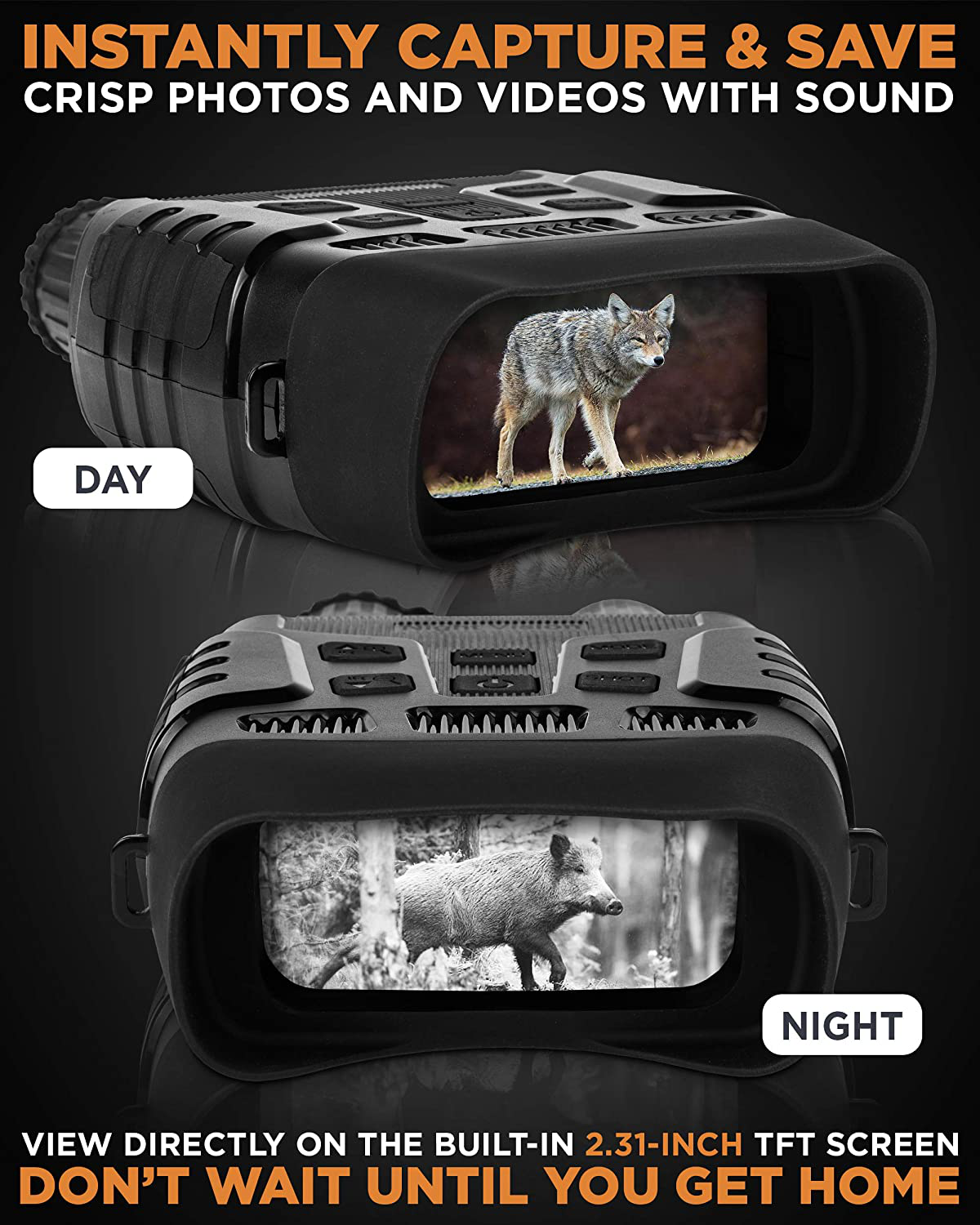 CREATIVE XP Digital Night Vision Binoculars for 100% Darkness - save Photos & Videos with Audio – 4X35 Mm Infrared Spy Gear for Hunting & Surveillance – Large Screen, 1000Ft Viewing Range & 32GB Card