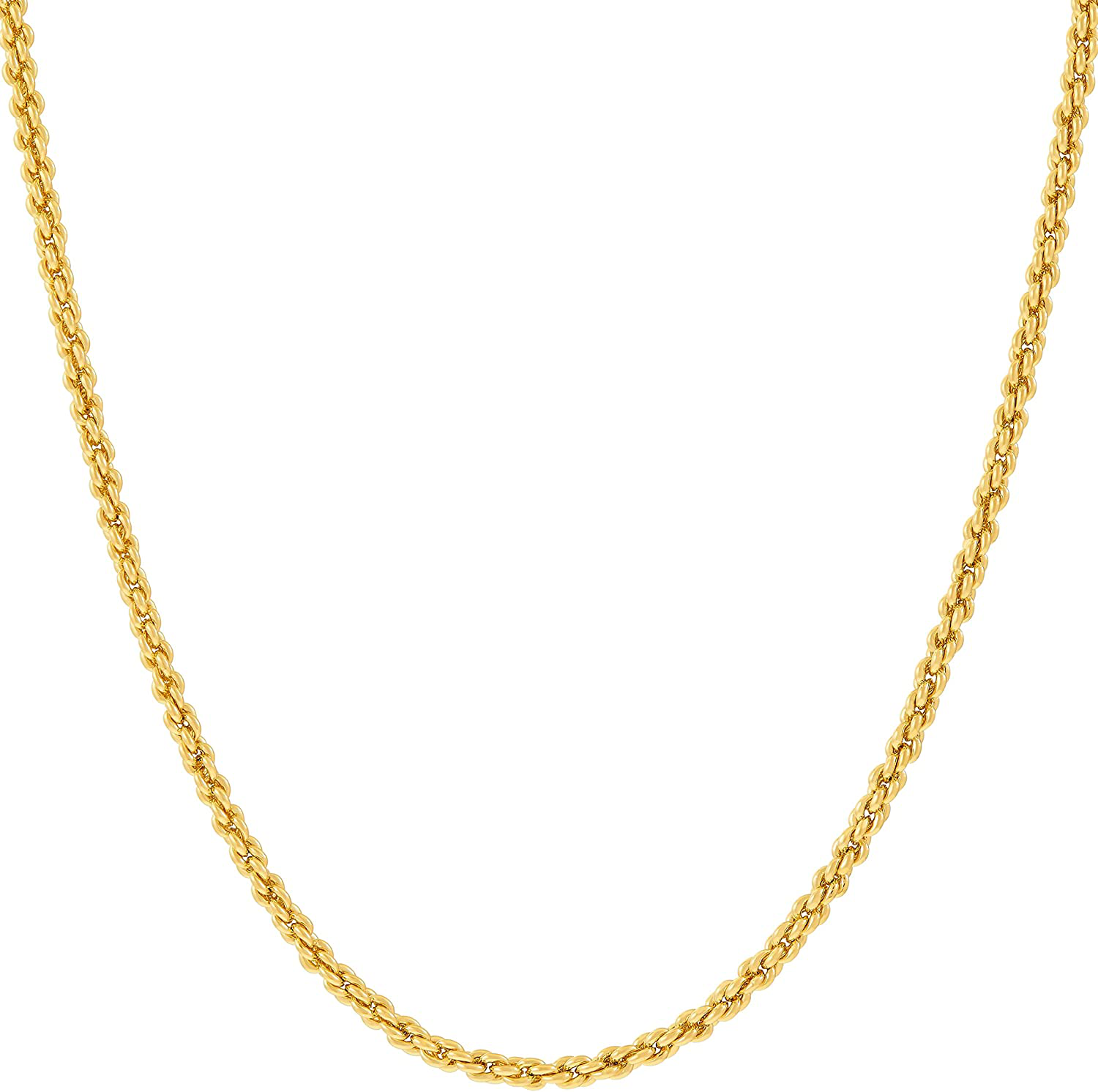 LIFETIME JEWELRY 1Mm Rope Chain Necklace 24K Real Gold Plated for Women and Men
