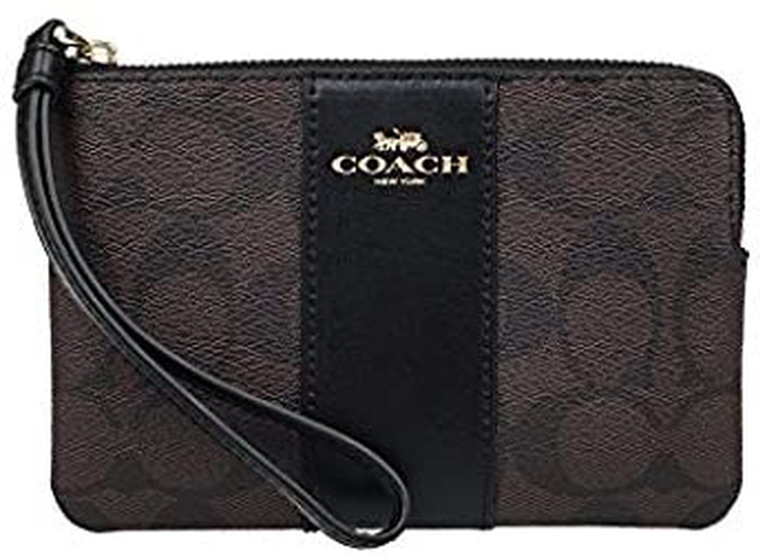 COACH WOMENS Corner Zip Wristlet in Canvas Leather