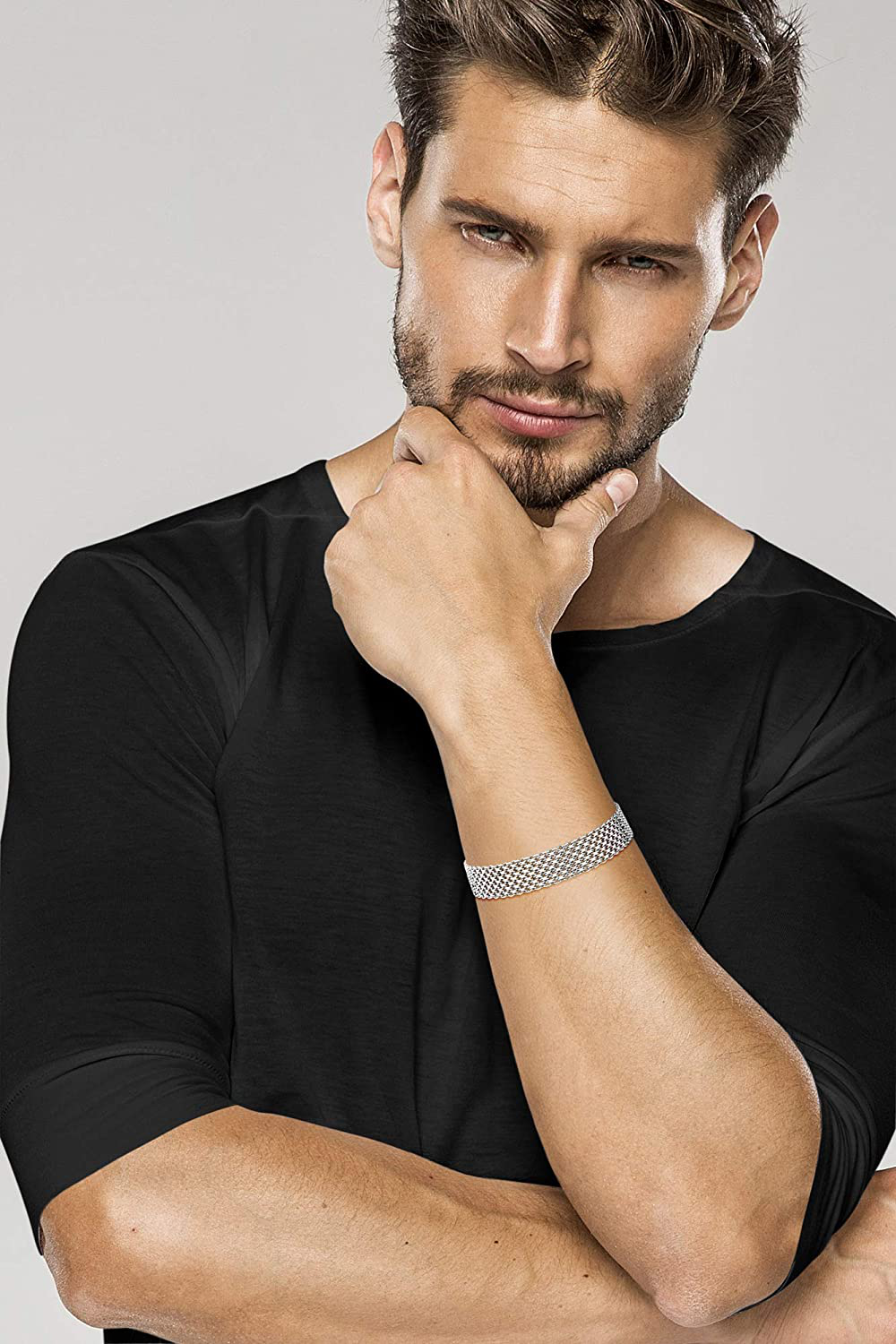 Miabella Solid 925 Sterling Silver Italian 12Mm Mesh Link Chain Bracelet for Women Men, 6.5, 7, 7.5, 8, 8.5 Inch Made in Italy