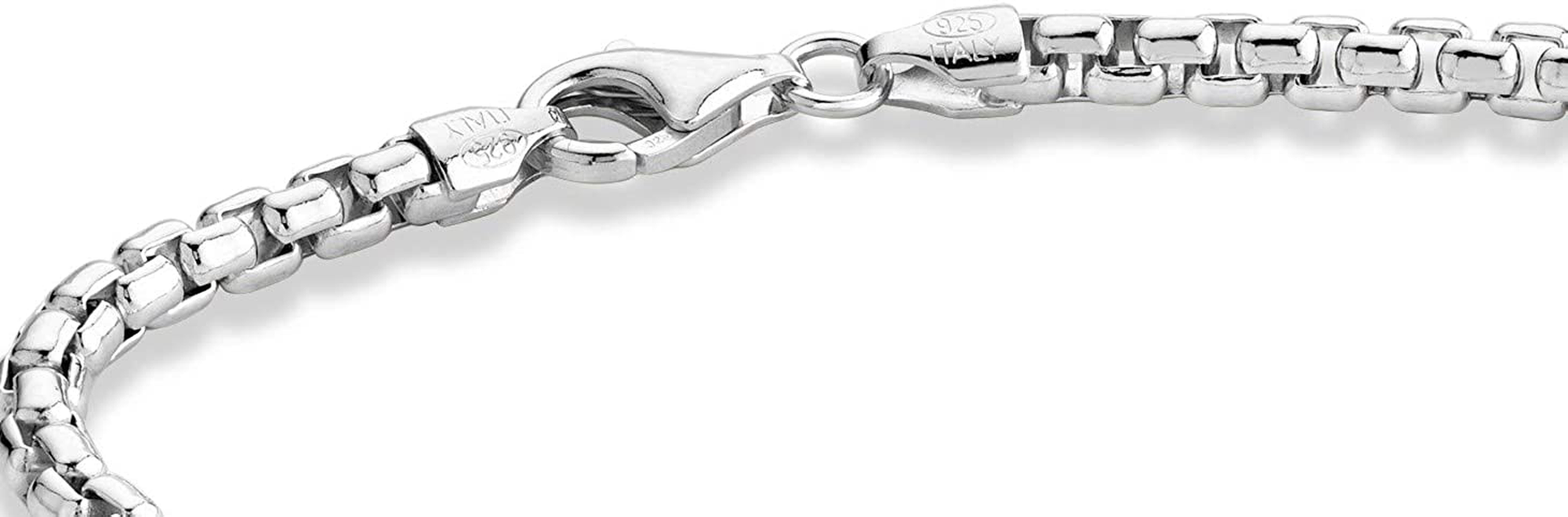 Miabella Solid 925 Sterling Silver Italian 3.5Mm Square Rolo Link round Box Chain Bracelet for Women Men, 7, 7.5, 8, 8.5, 9 Inch Made in Italy