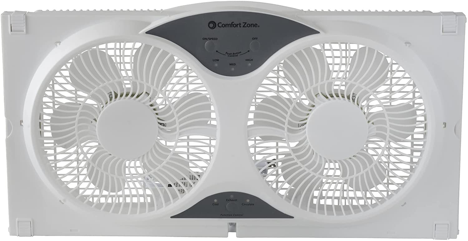 3-Speed 3-Function Expandable Reversible Twin Window Fan with Remote Control, Removable Cover