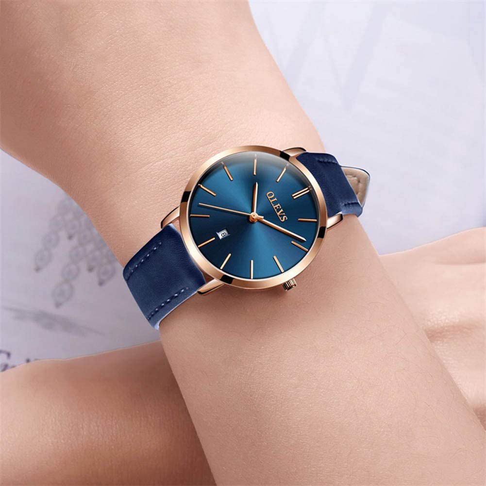 OLEVS Women Wrist Watches Ultra Thin 6.5Mm Minimalist Dress Fashion Quartz Waterproof Date Day Leather Strap Slim Watches for Ladies