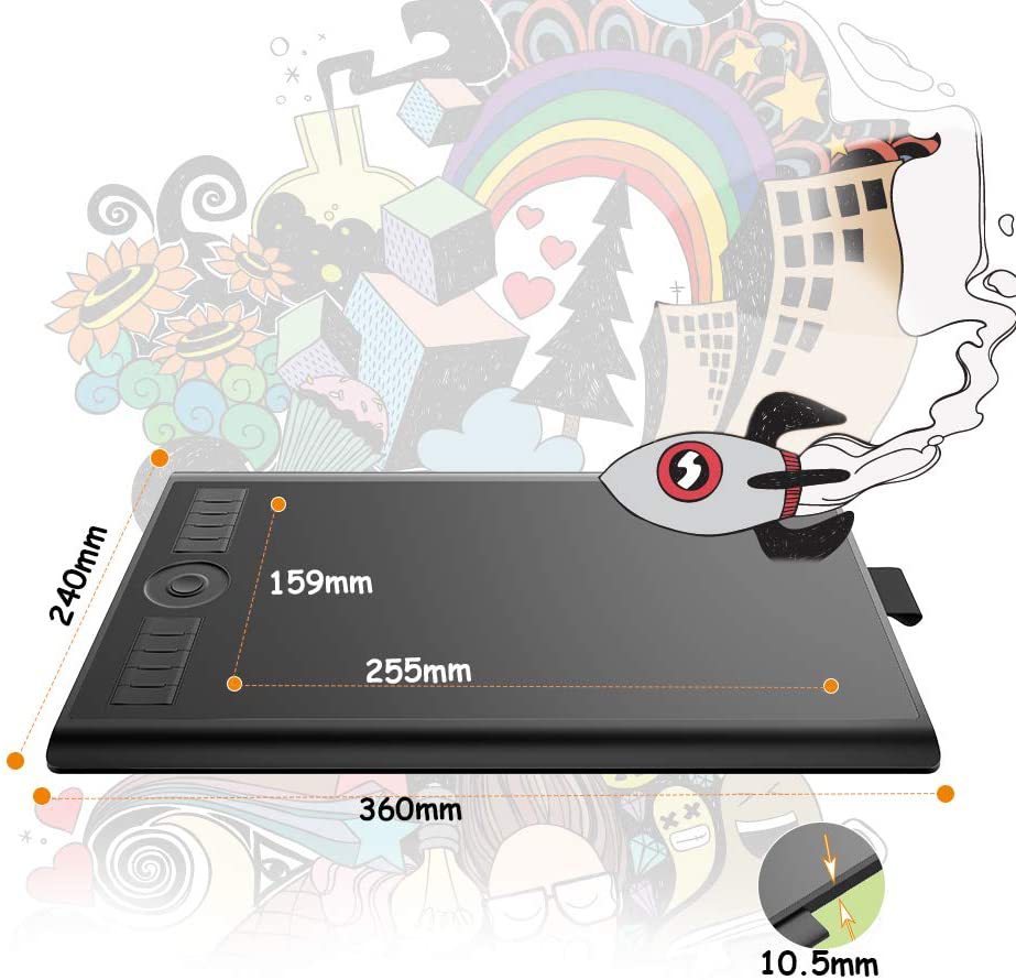 GAOMON M10K PRO 10 X 6.25 Inches Art Digital Graphic Tablet for Drawing Supports Tilt & Radial Function with 10 Shortcut Keys Work on Android OS & PC