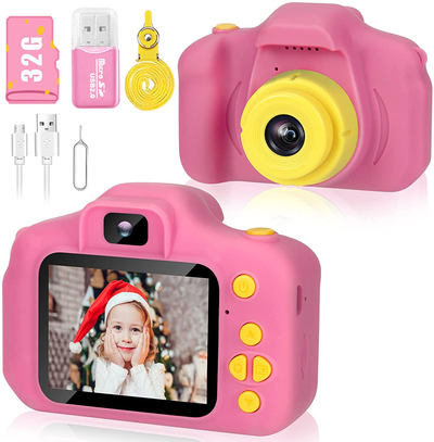 Desuccus Kids Camera Toys for Girls Camera for Kids Little Girls Digital Camera Toy Video Recorder for Girls Christmas Birthday Gifts for Girls Age 3-8 Year Old 32GB SD Card 5 Fun Games(Pink)