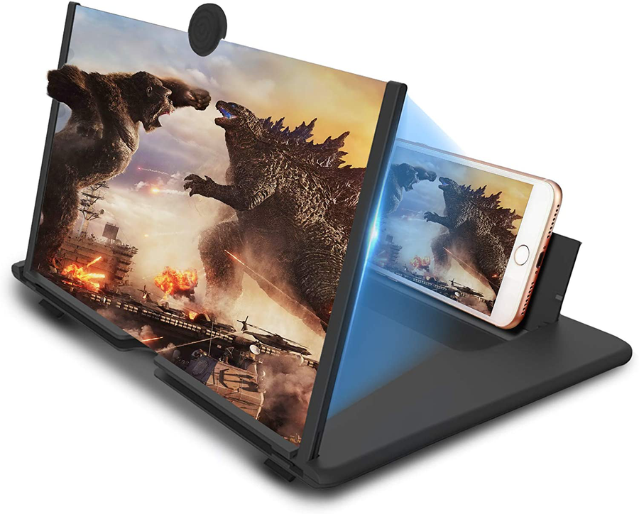 16 Inch Screen Magnifier for Cell Phone 3D Magnifier Screen Enlarger for Movies,Videos,Reading,Gaming-Screen Amplifie with Foldable Phone Stand Holder. Compatible with All Smartphones -Black