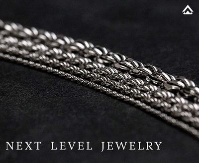 Authentic Solid Sterling Silver Rope Diamond-Cut Braided Twist Link .925 Rhodium Necklace Chains 1.5MM - 5.5MM, 16" - 30", Made in Italy, Men & Women, Next Level Jewelry
