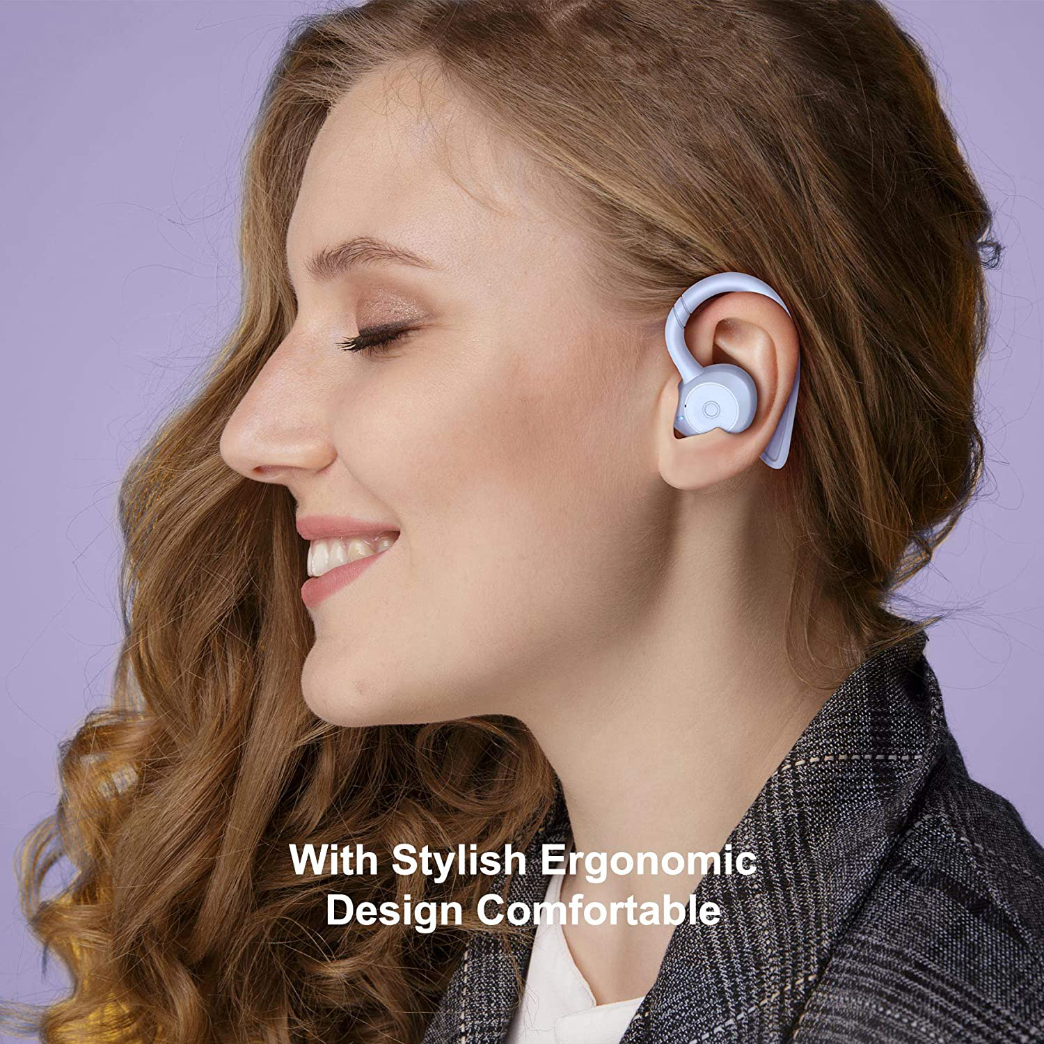 COMISO Wireless Earbuds, True Wireless in Ear Bluetooth 5.0 with Microphone, Deep Bass, IPX7 Waterproof Loud Voice Sport Earphones with Charging Case for Outdoor Running Gym Workout (Lavender)