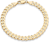Miabella 18K Gold over Sterling Silver Italian 7Mm Solid Diamond-Cut Cuban Link Curb Chain Bracelet for Men Women 7, 7.5, 8, 8.5, 9 Inch, 925 Made in Italy