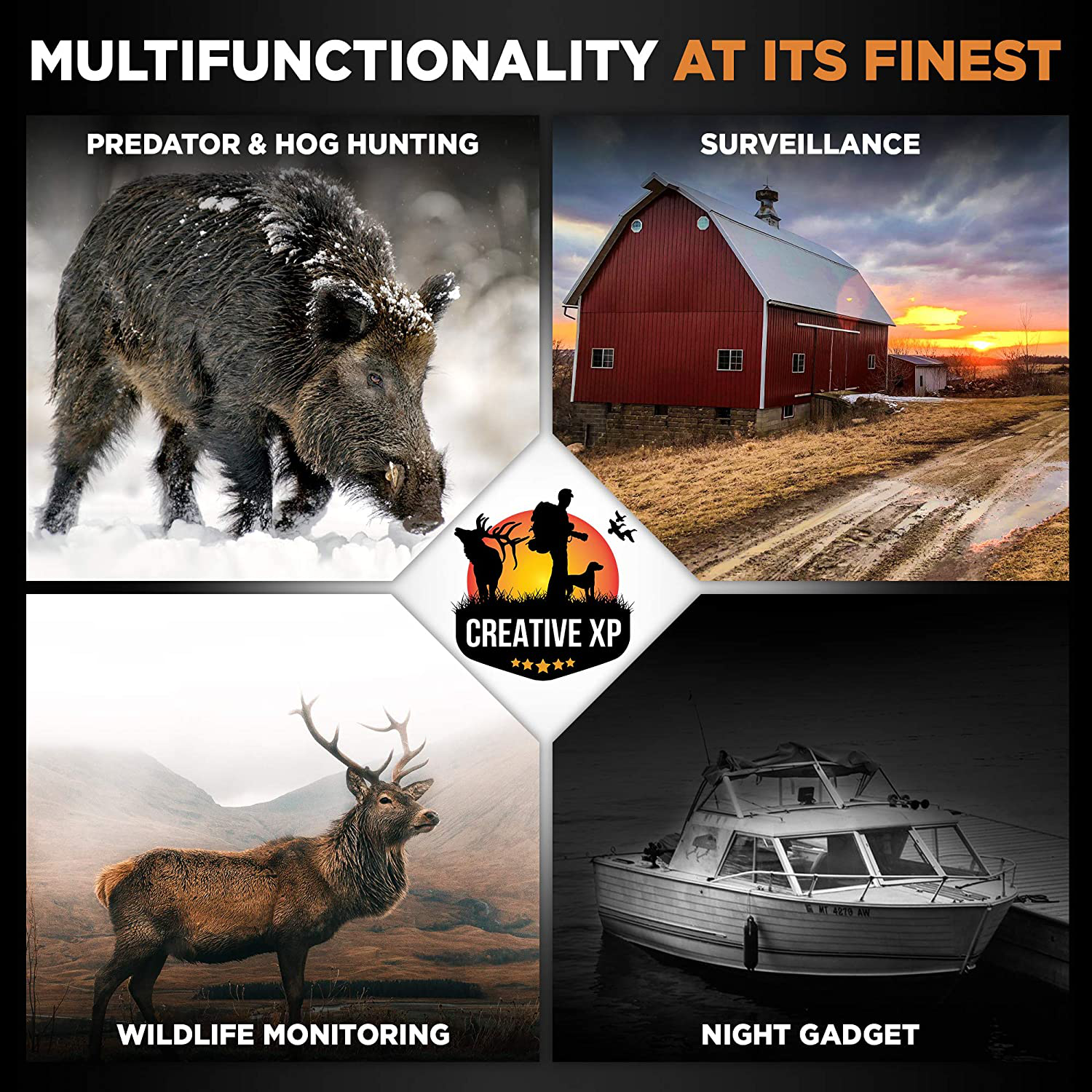 CREATIVE XP Digital Night Vision Binoculars for 100% Darkness - save Photos & Videos with Audio – 4X35 Mm Infrared Spy Gear for Hunting & Surveillance – Large Screen, 1000Ft Viewing Range & 32GB Card