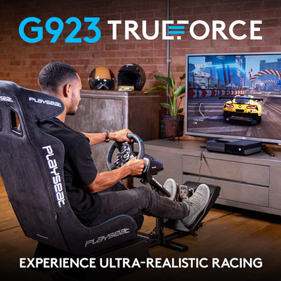 Logitech G923 Racing Wheel and Pedals for Xbox X|S, Xbox One and PC Featuring TRUEFORCE up to 1000 Hz Force Feedback, Responsive Pedal, Dual Clutch Launch Control, and Genuine Leather Wheel Cover