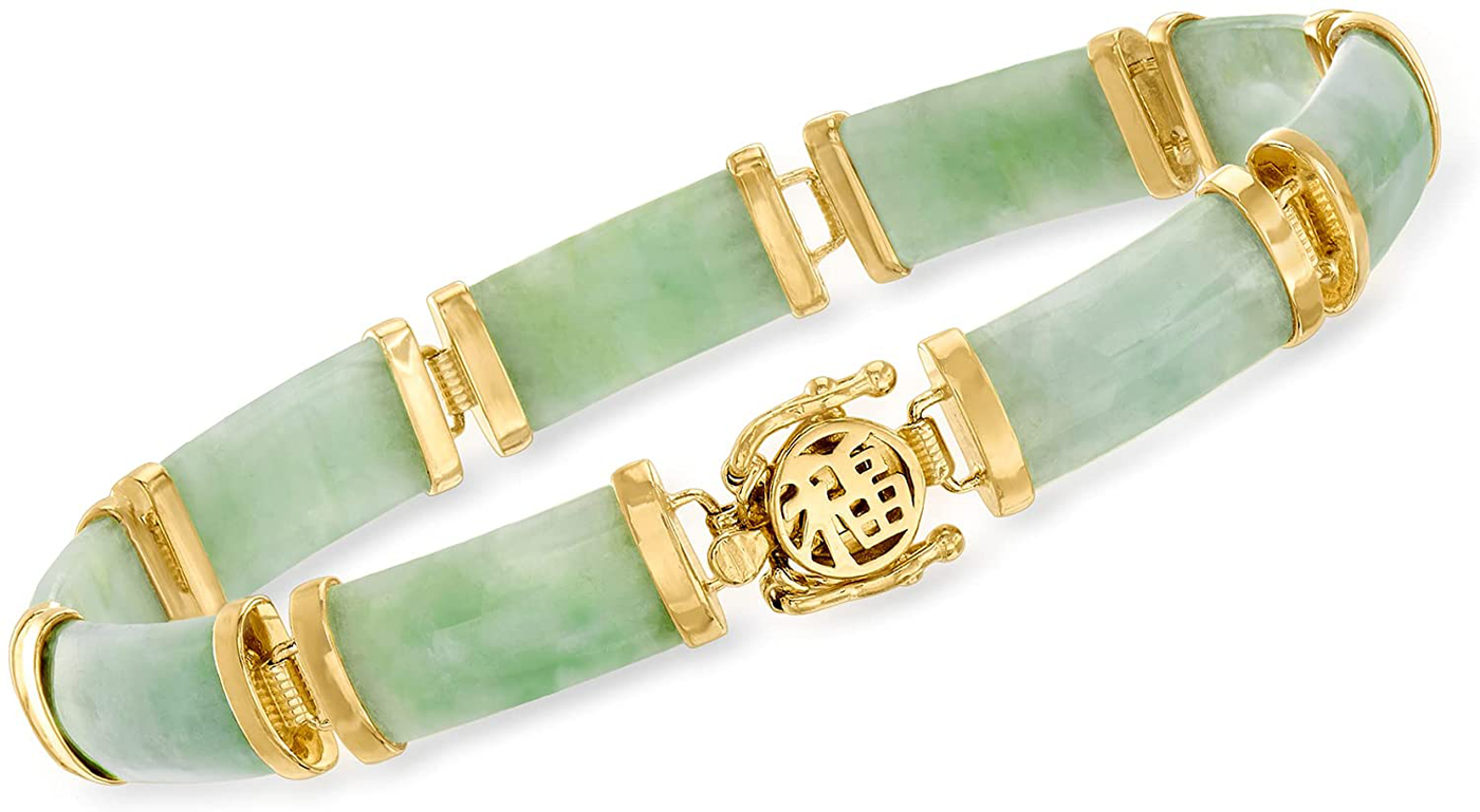 Ross-Simons Jade"Good Fortune" Bracelet in 18Kt Gold over Sterling