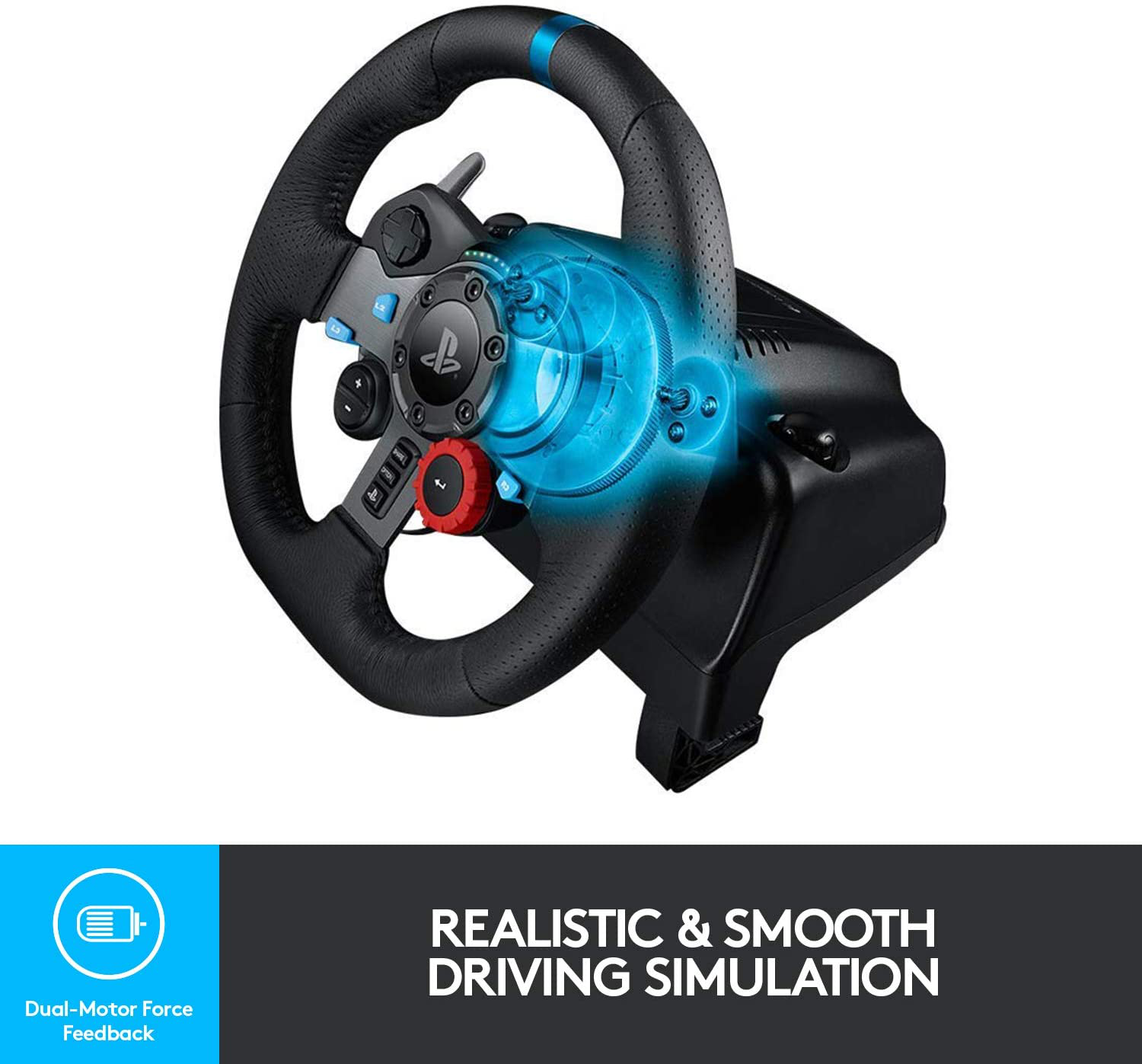 Logitech G Dual-Motor Feedback Driving Force G29 Gaming Racing Wheel with Responsive Pedals for Playstation 5, Playstation 4 and Playstation 3 - Black