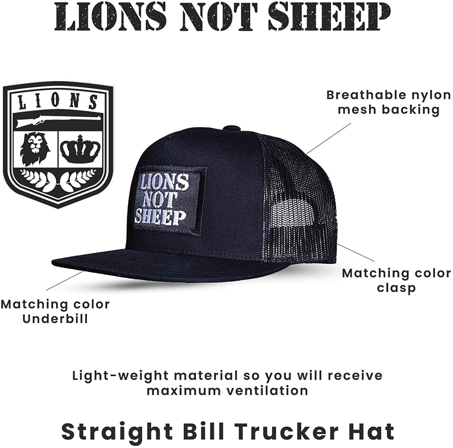 Lions Not Sheep OG Hat - Adjustable Trucker Hats with Snapback