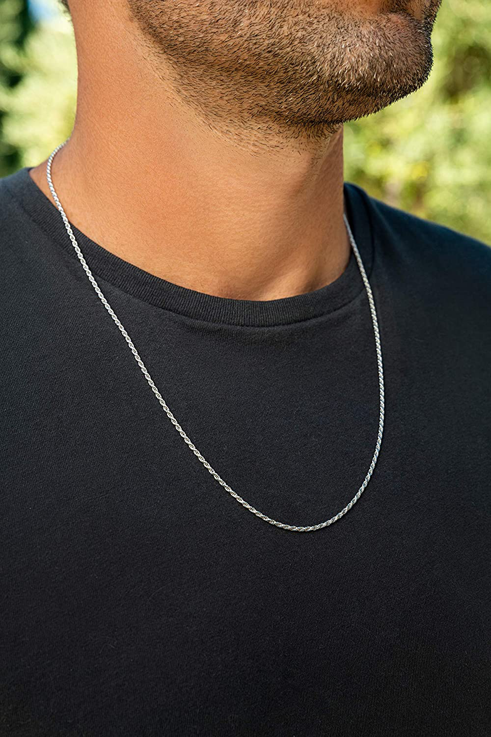 Authentic Solid Sterling Silver Rope Diamond-Cut Braided Twist Link .925 Rhodium Necklace Chains 1.5MM - 5.5MM, 16" - 30", Made in Italy, Men & Women, Next Level Jewelry